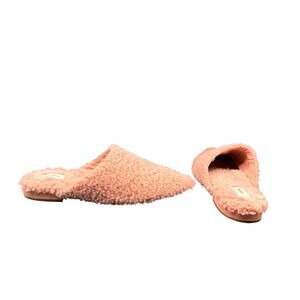 Birdies Pink Sherpa Mule Slippers Size 8 Pointed Toe Flats